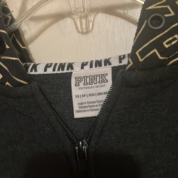 🔥VS Pink **RARE** gold bling full-zip hoodie sweatshirt jacket sz XS EUC - Picture 12 of 17